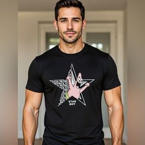 Black Graphic T-Shirt with Patrick from SpongeBob